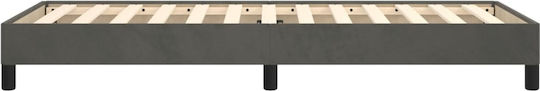 Suport Pat Single Tapițat cu Material Gri Închis pentru Saltea 100x200cm
