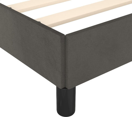 Suport Pat Single Tapițat cu Material Gri Închis pentru Saltea 100x200cm