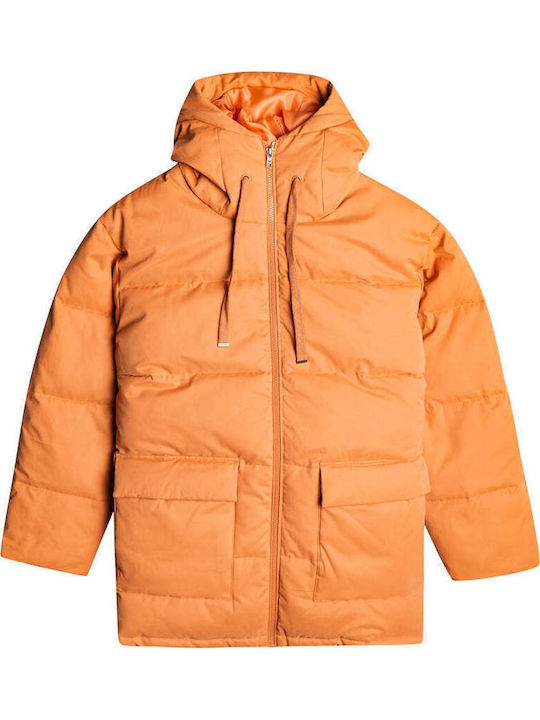 Mad for You Μακρύ Γυναικείο Puffer Μπουφάν για Χειμώνα Desert Clay