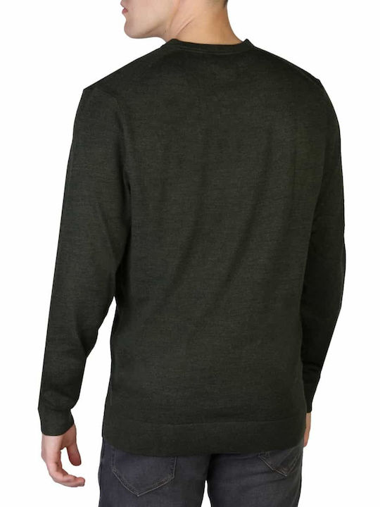 Calvin Klein Herren Langarm-Pullover mit V-Ausschnitt Grün