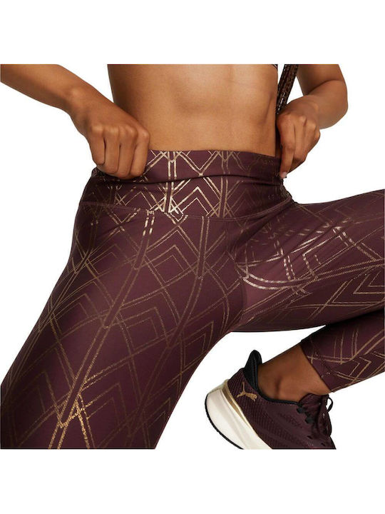 Deco Glam Women's Cropped Training Legging High Waisted Burgundy
