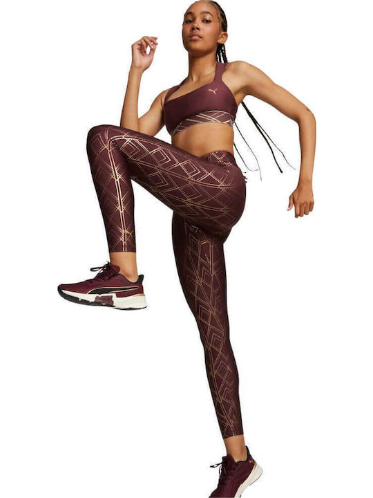 Deco Glam Women's Cropped Training Legging High Waisted Burgundy