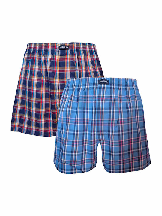 90-23074 Men's Boxers Blue / Orange Checkered 2Pack 90-23074-006