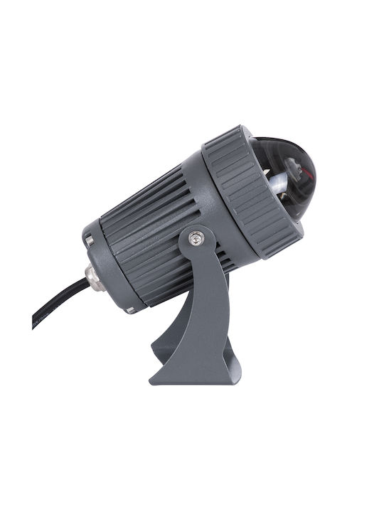GloboStar Fenia Außenstehlampe Projektor LED Außeneinsatz 10W mit Blauer Farbe IP65 Graue