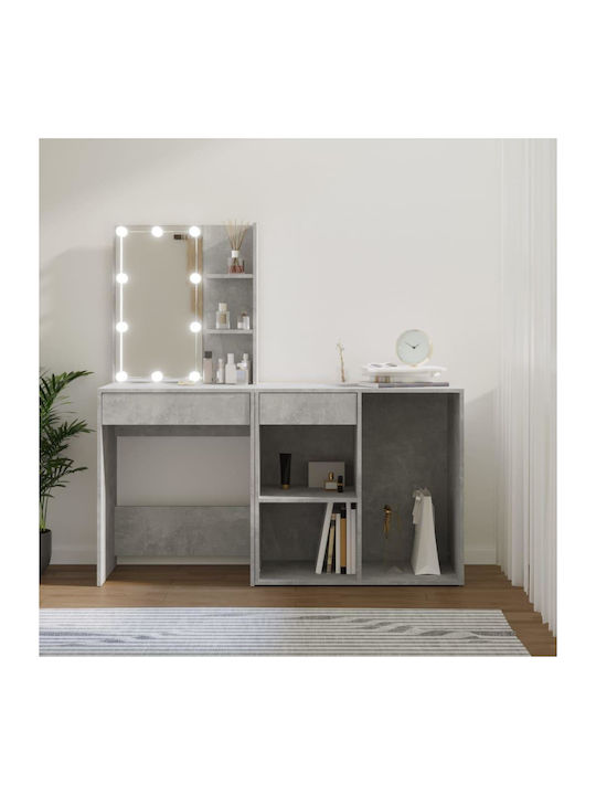 Wooden Makeup Dressing Table Γκρι Σκυροδέματος with Mirror 80x40x75cm