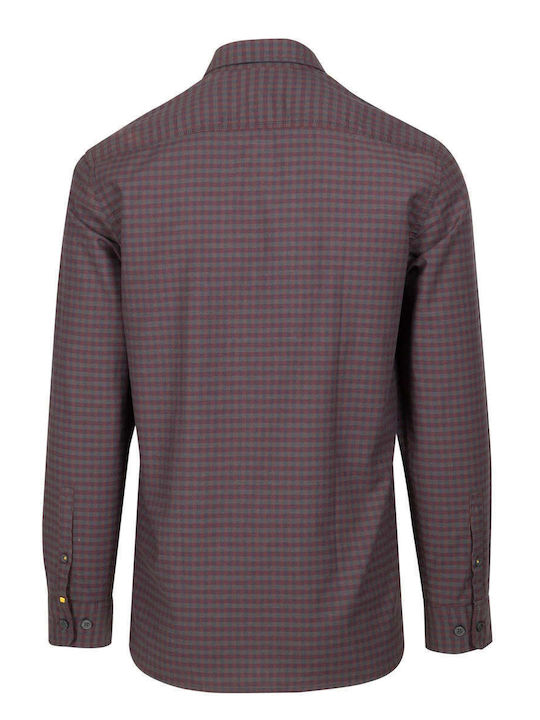 Camel Active Men's Shirt Long Sleeve Checked Burgundy