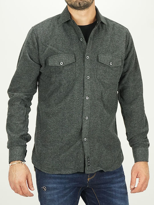 Canadian Country Men's Shirt Overshirt Long Sleeve Flannel Gray