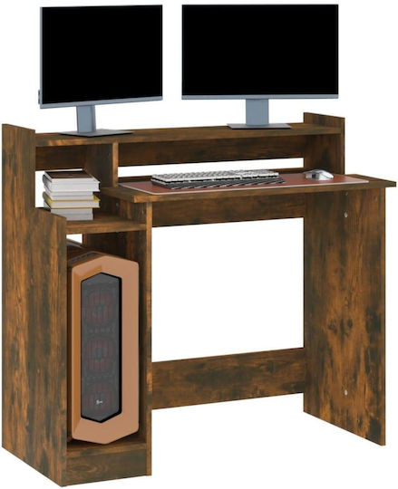 Computer Office Wooden Smoky Oak with LED & USB ports 97x45x90cm