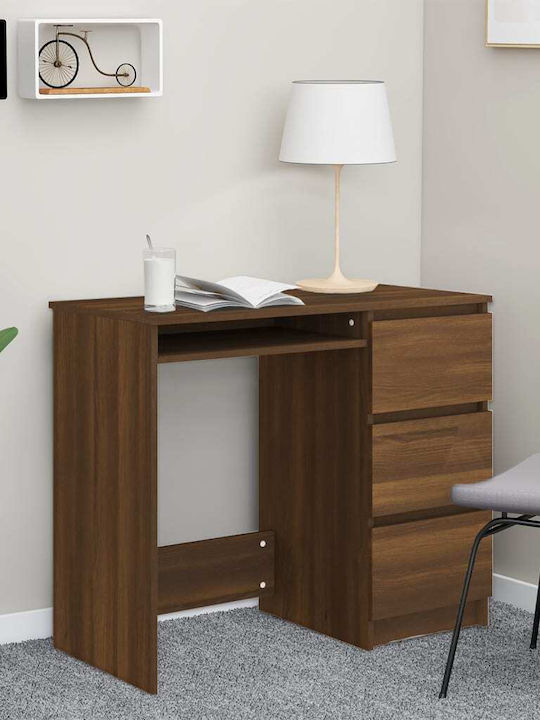 Desk Wooden Brown Oak 90x45x76cm