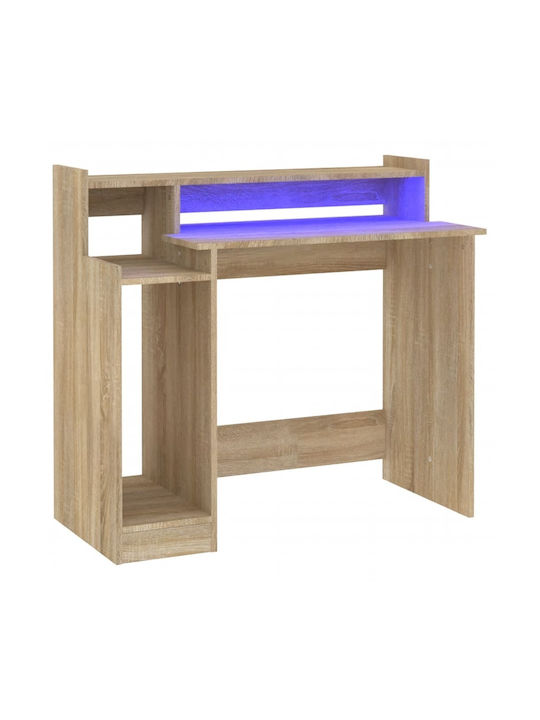 Computer Office Wooden Sonoma Oak with LED & USB ports 97x45x90cm