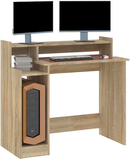 Γραφείο Υπολογιστή Ξύλινο Sonoma Δρυς με LED & USB θύρες 97x45x90εκ.