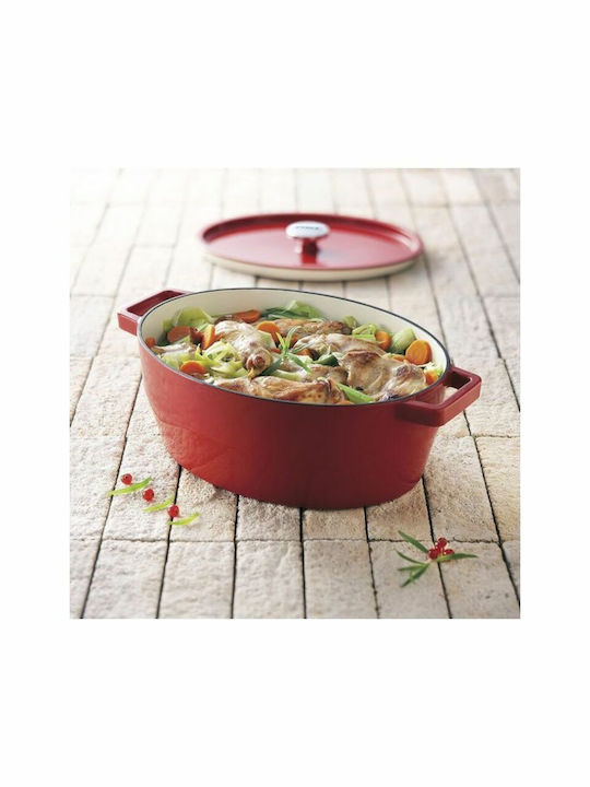 Pyrex Dutch Oven Round Cast Iron Red 6.3lt 1pcs
