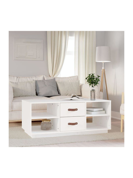 Rectangular Solid Wood Coffee Table White L100xW50xH41cm