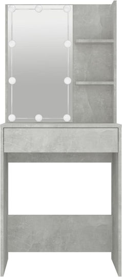 Masă De Toaletă De Podea Din Lemn Gri Beton Cu Oglindă 60x40x140cm