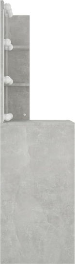 Masă De Toaletă De Podea Din Lemn Gri Beton Cu Oglindă 60x40x140cm