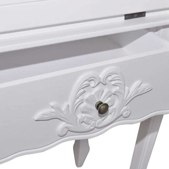 Floor-standing Bedroom Makeup Dressing Table Wooden White 60x36.4x111cm