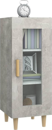 Living Room Display Cabinet Made of Particle Board with Grey Concrete Glass 34.5x34x90cm
