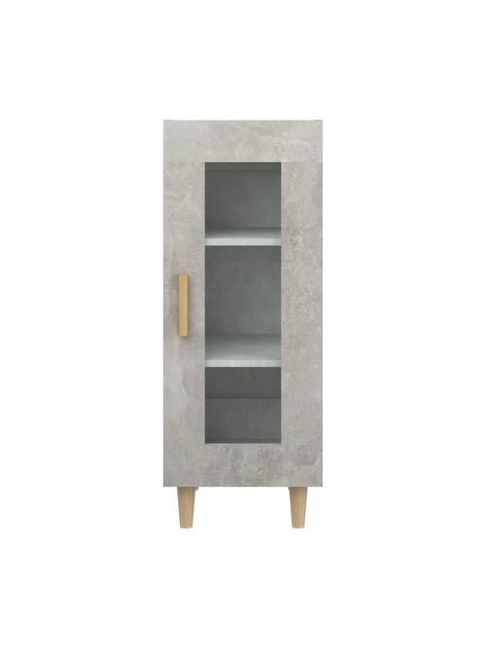 Living Room Display Cabinet Made of Particle Board with Grey Concrete Glass 34.5x34x90cm