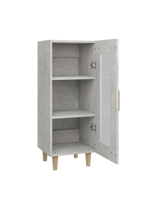 Living Room Display Cabinet Made of Particle Board with Grey Concrete Glass 34.5x34x90cm