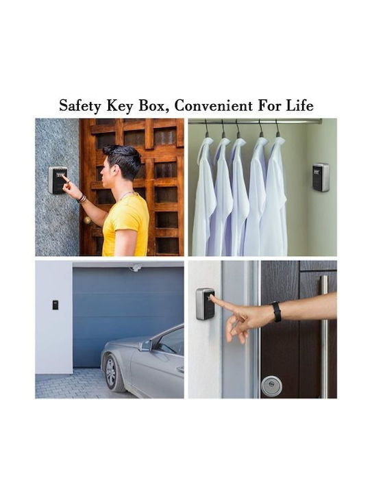 Wall-mounted Combination Key Holder Metallic with Combination Dial 13x10x5.5cm