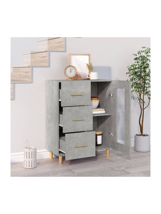 Floor-standing Living Room Display Cabinet made of Particleboard with Glass Grey Concrete 69.5x34x90cm