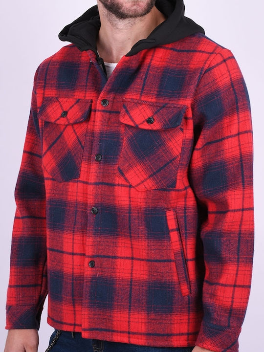 Men's jacket overshirt plaid Red