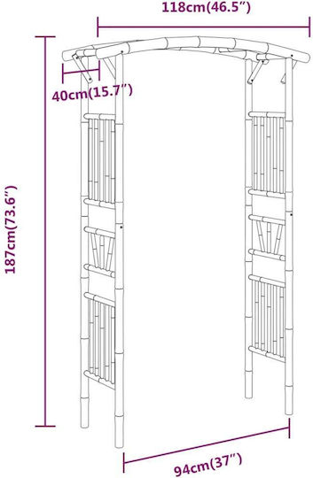 Garden Arch from Bamboo in Brown Colour 118x40x187cm