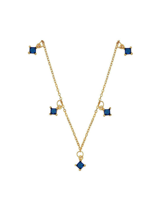 Prince Silvero Necklace from Gold Plated Silver with Zircon