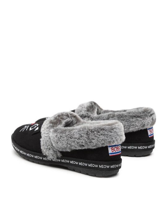 Too Cozy Meow Women's Closed Slippers with Fur Animals Black