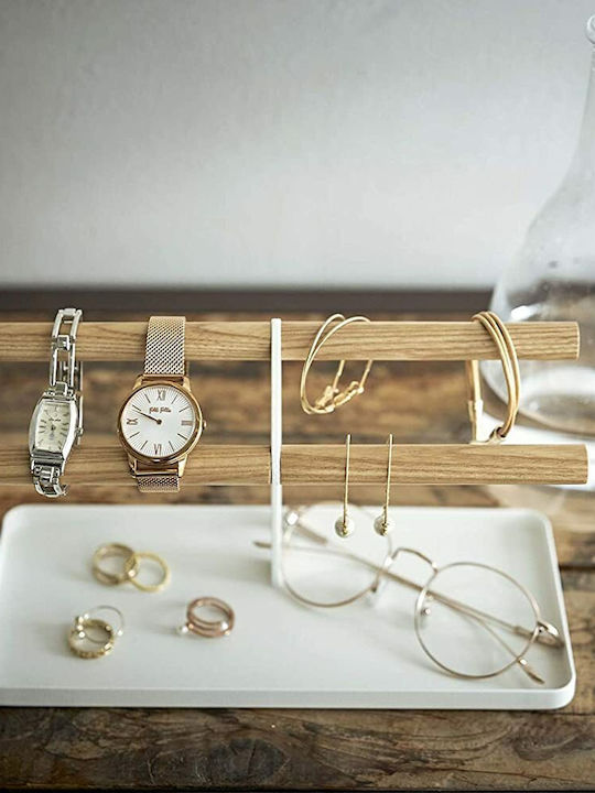 Yamazaki Wooden Jewellery Box Stand White 24x24x13.5cm