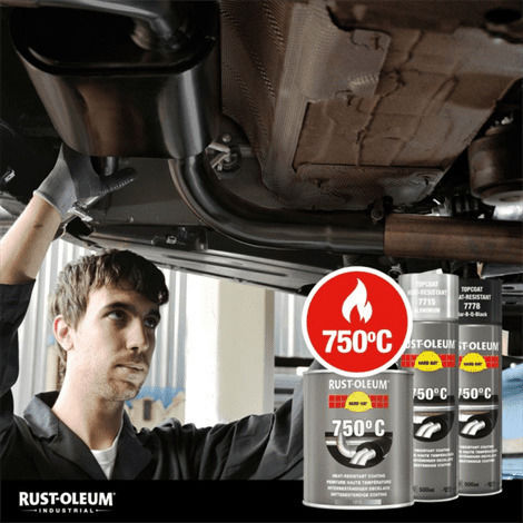 Rust-Oleum Spray Farbe High Heat 750°C Hochtemperatur mit Metallisch Effekt Bar-B-Que Schwarz 500ml