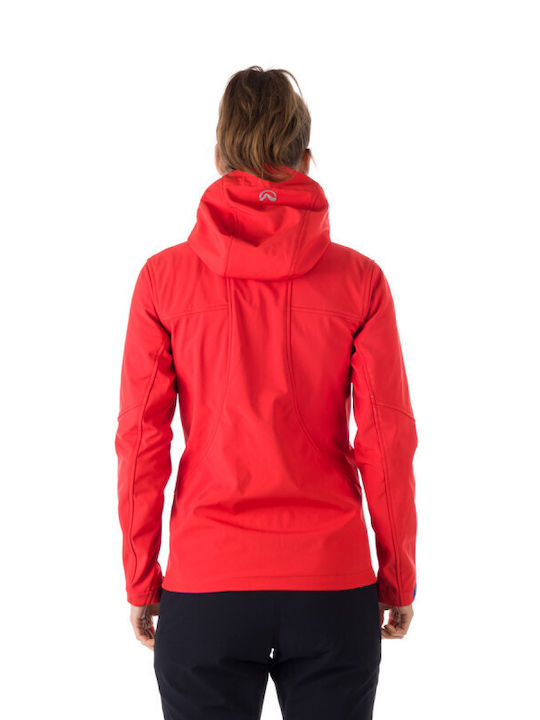 Northfinder Women's Short Sports Softshell Jacket Waterproof and Windproof for Winter Red