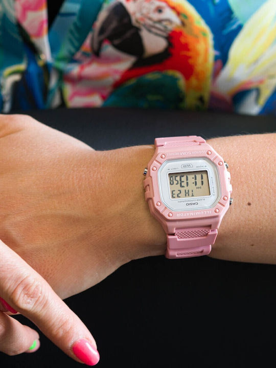 Casio Women's Watch Chronograph with Pink Rubber Strap
