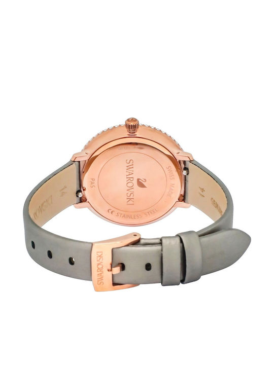 Swarovski Crystal Frost Women's Watch with Gray Leather Strap