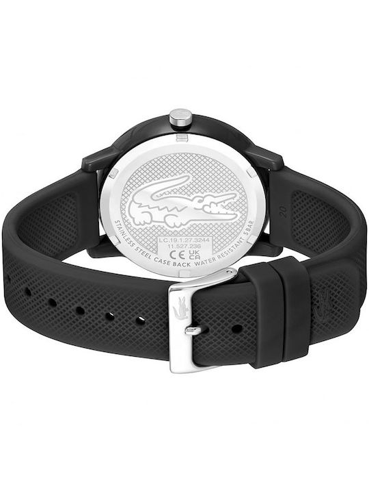 Lacoste Men's Watch 42mm Chronograph Battery with Black Rubber Strap