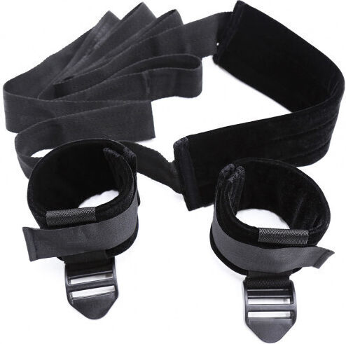 Naughty Toys Neck & Limb Restraint Set Neck to Ankles Cuffs Restraints Kit in Black Color