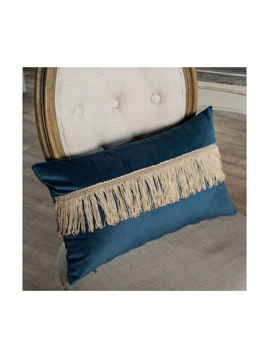 Teoran Velvet Decorative Pillow Case with Tassels from Velvet 15 30x50cm
