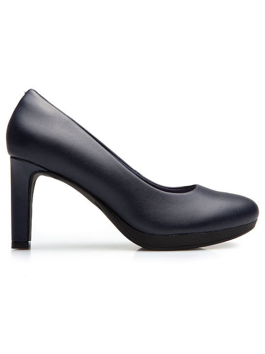 Anatomic Leather Pointed Toe Stiletto Navy Blue High Heels Ambyr Joy
