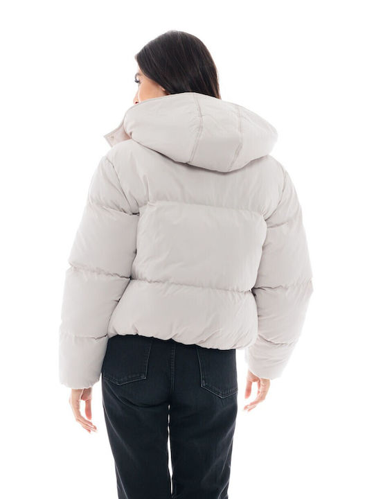 Splendid Women's Short Puffer Jacket for Winter with Hood Ice