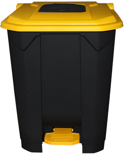 Plastic Waste Bin with Pedal Black - Yellow 50L