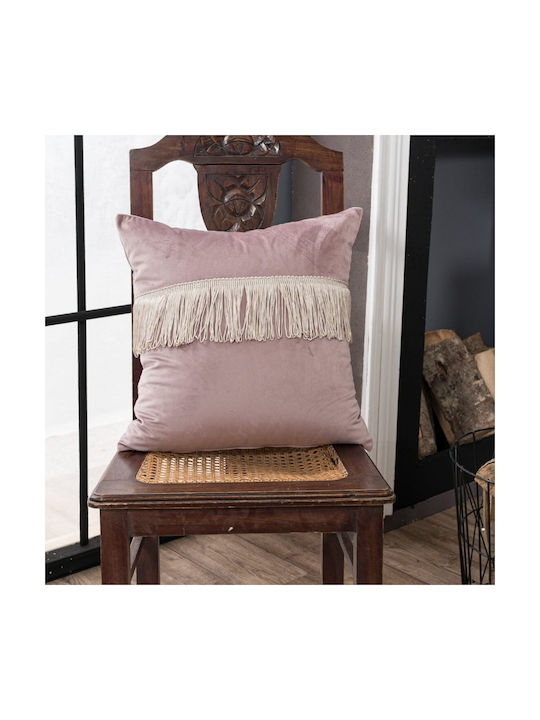 Teoran Decorative Pillow Case Velvet With Tassels 12 Purple 45x45cm.