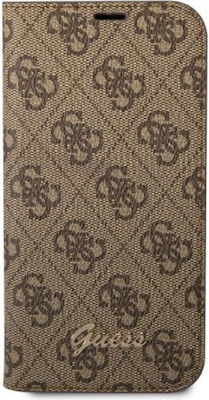 Guess 4G Metal Camera Outline Synthetic Leather Book Brown (iPhone 14 Pro Max)