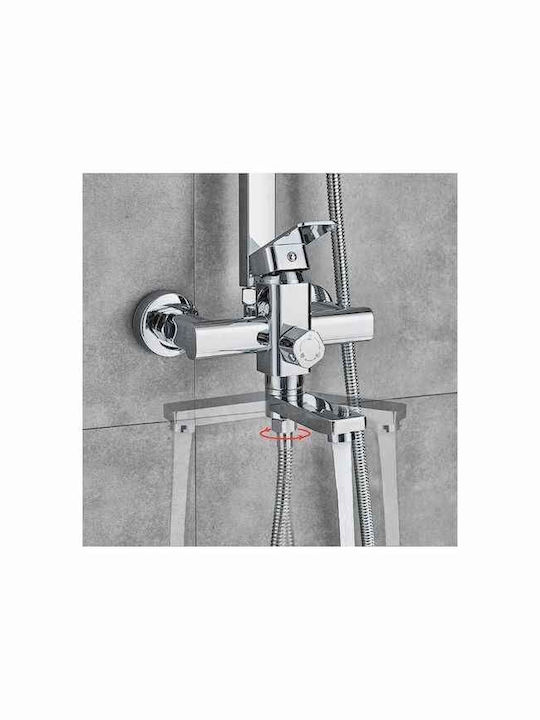 Poly P-304 Adjustable Shower Column with Mixer 74-114 Silver