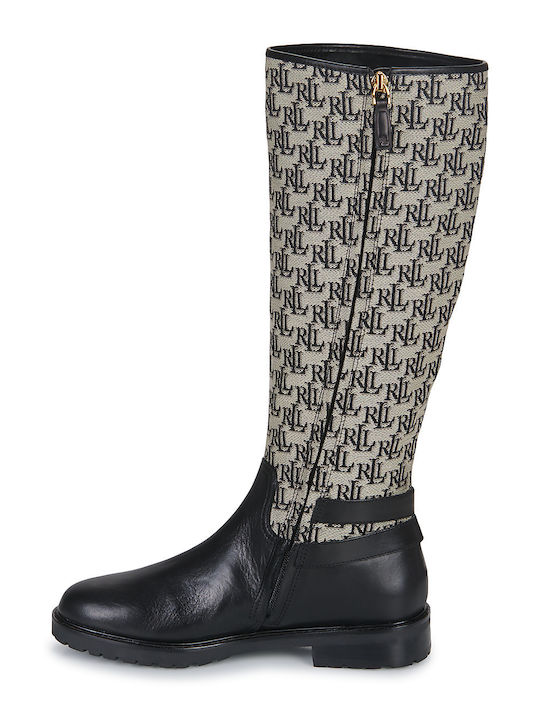 Leather Riding Boots with Zipper Emelie Black