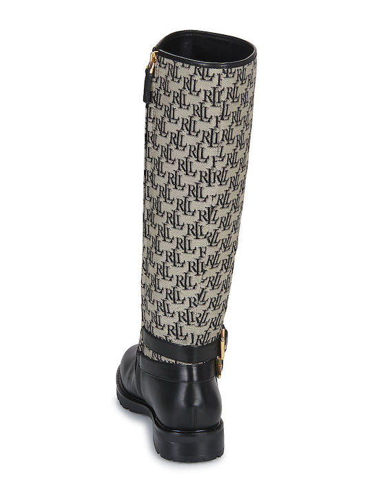 Leather Riding Boots with Zipper Emelie Black