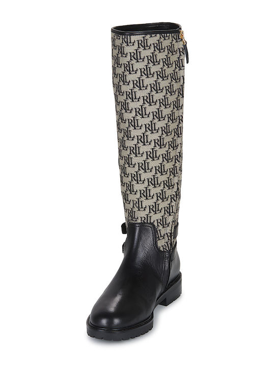 Leather Riding Boots with Zipper Emelie Black