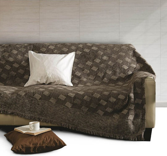 SB Home Motivo Sofa Throw 2 Seater Chenille 180x240cm Brown