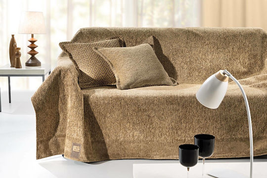 Guy Laroche Four-Seater Sofa Throw 2 Sides Balance 170x350cm Camel