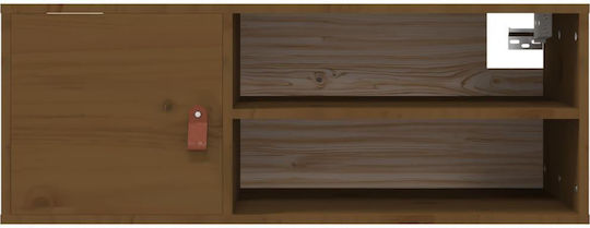 Wall-Mounted Living Room Cabinet Made of Solid Wood Natural - Honey 80x30x30cm
