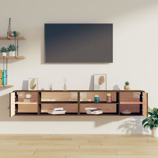 Dulap Suspendat pentru Sufragerie din Lemn Masiv Natural - Miere 80x30x30cm